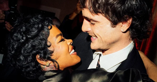 Timothée Chalamet in blue tuxedo at 2026 Oscars Nominees Luncheon