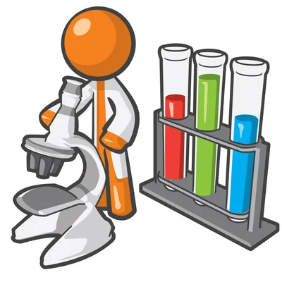 Laboratory mice and scientific equipment in research facility