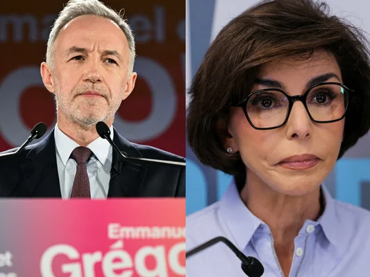 Rachida Dati et Emmanuel Grégoire face aux médias pour un débat municipal.