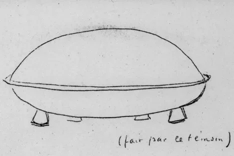Le croquis original de l'OVNI observé en 1981.