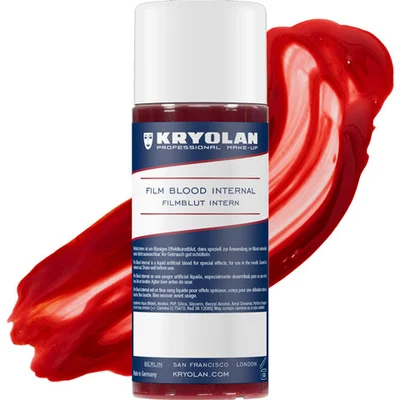 Flacon de maquillage professionnel Film Blood Internal de Kryolan et sa teinte rouge.