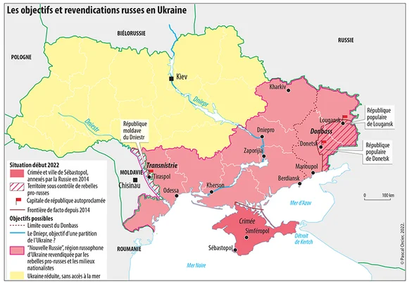 Carte informative sur la guerre en Ukraine et les clés du conflit, situation datée de novembre 2022.
