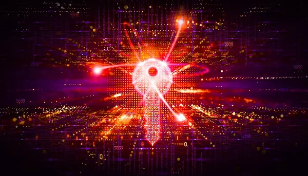 Icône de clé numérique lumineuse sur fond sombre