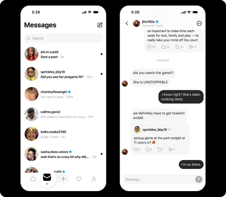 Présentation des nouvelles fonctionnalités de messagerie et de perspectives mises en avant sur Threads.