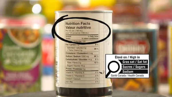 Détail d'une étiquette nutritionnelle indiquant la teneur en nutriments.
