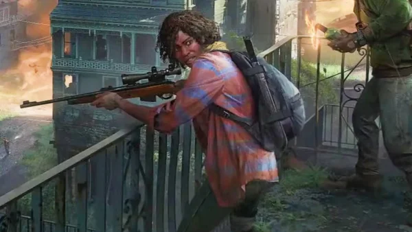 Un personnage en chemise à carreaux visant avec un fusil depuis un balcon dans The Last of Us Online, alors que le projet était achevé à 80 % avant son annulation.