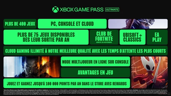 Tableau comparatif des différents niveaux d'abonnement Xbox Game Pass.