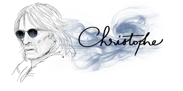 Illustration stylisée de Christophe avec son nom en lettres cursives.