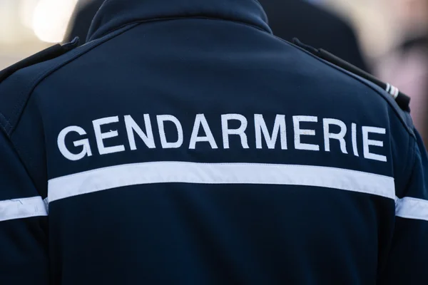Un gendarme en tenue lors des fouilles dans le cimetière d'Émile Louis.