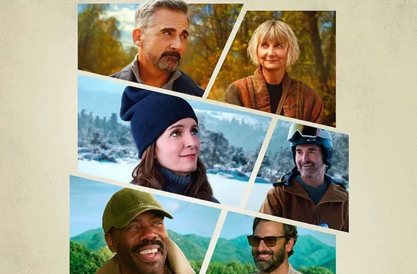 Portraits des acteurs de « Les Quatre Saisons » : Steve Carell, Emma Thompson, Merritt Wever, Chris Parnell, Colman Domingo et Ben Platt.