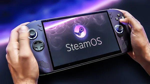 Steam Deck arborant le logo SteamOS, symbole de l'écosystème Valve.