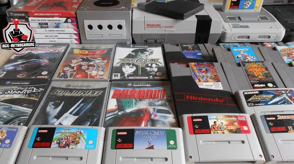 Collection de consoles Nintendo rétro.