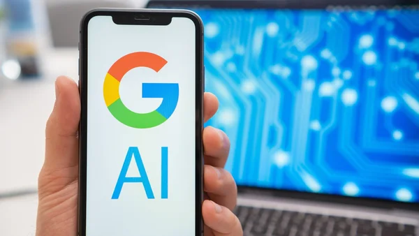 Smartphone affichant le logo Google AI, illustrant l'intelligence artificielle derrière Dreambeans.