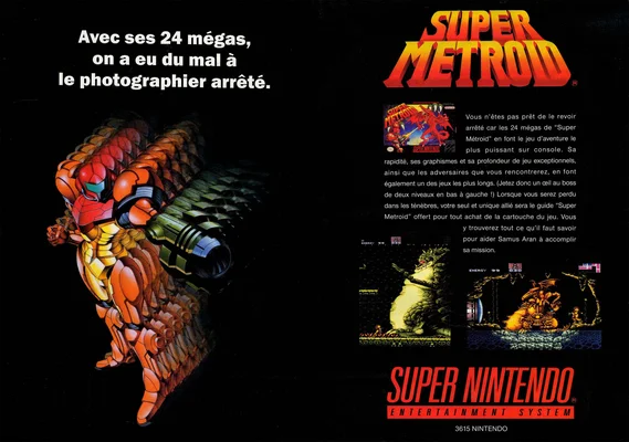 Publicité Super Metroid pour Super Nintendo.