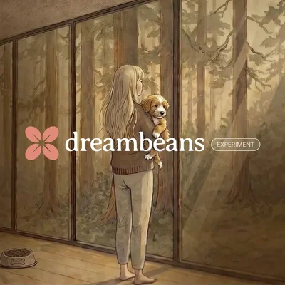 Visuel promotionnel de Dreambeans montrant une scène de vie transformée en dessin animé par l'IA.