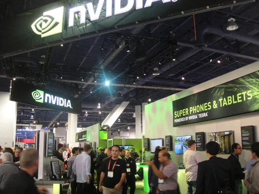Stand de NVIDIA au salon CES 2012, présentant ses innovations pour smartphones et tablettes.