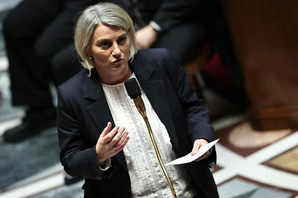 La ministre de la Santé, Stéphanie Rist, s'exprimant à l'Assemblée nationale sur le plan d'investissement hospitalier.