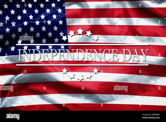 Carte de vœux pour l'Independence Day, avec le drapeau américain et le texte « INDEPENDENCE DAY ».
