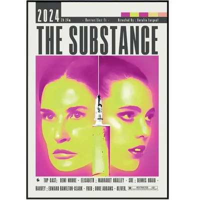 Affiche alternative du film The Substance (2024) avec un design graphique mettant en avant une seringue.