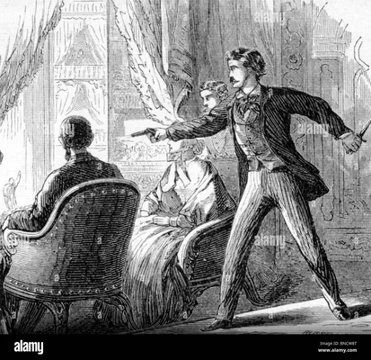 Assassinat d'Abraham Lincoln par John Wilkes Booth au Ford's Theatre, 14 avril 1865.