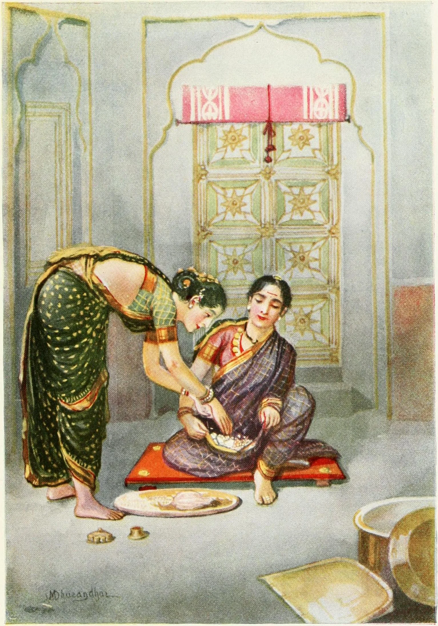 Illustration from Deccan Nursery Tales by M.V. Dhurandhar depicting a story scene.