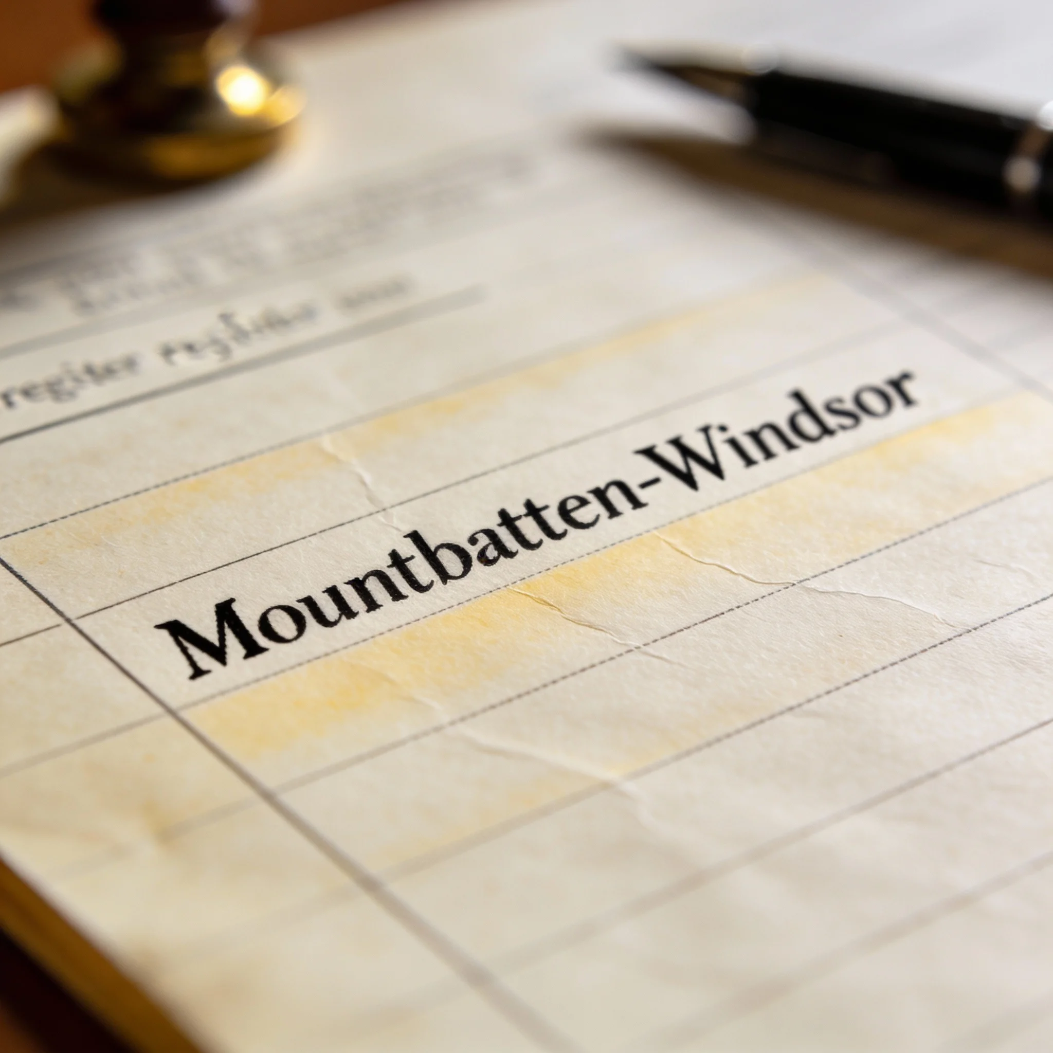 Document showing the surname Mountbatten-Windsor.