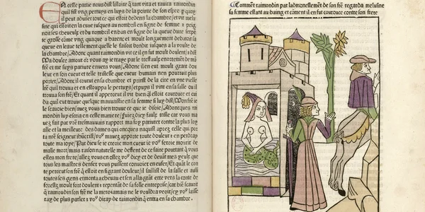 Illustration médiévale issue de l’Histoire de Mélusine, présentée par la BnF dans ses Essentiels, associée à la fée Mélusine et au récit de Lusignan.