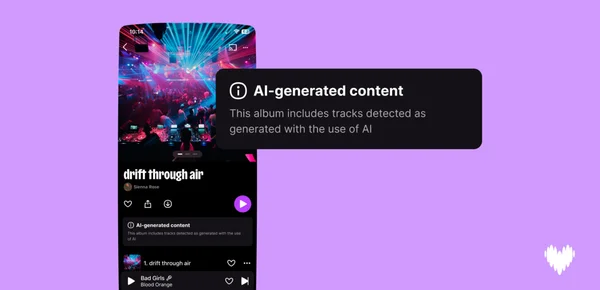 Visuel publié par la salle de presse de Deezer pour accompagner l'annonce selon laquelle les morceaux générés par IA représentent 44 % des nouvelles musiques mises en ligne sur la plateforme.
